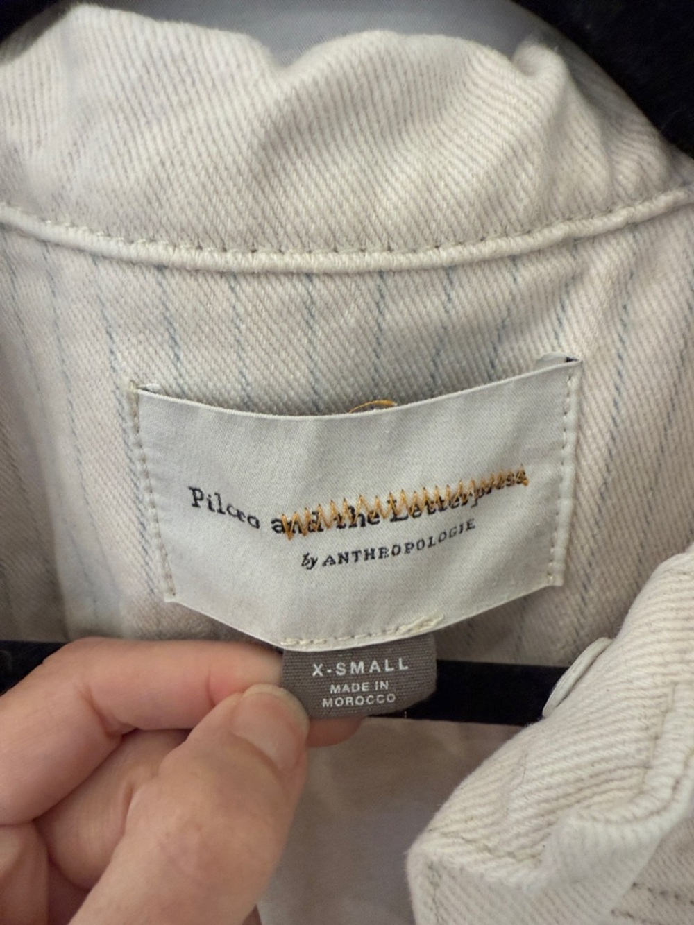 PILCRO & THE LETTERPRESS Stretch White cream Jean Jacket sz XS - Picture 3 of 5